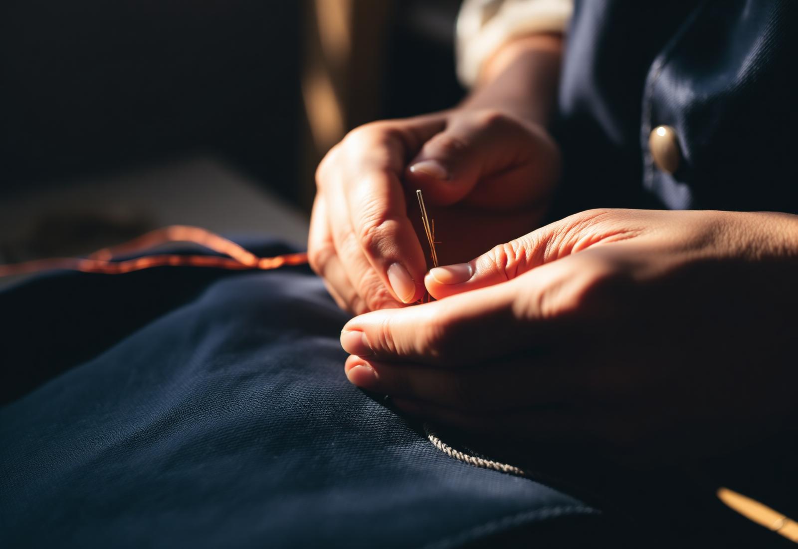 Costura a mano sobre denim
